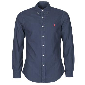 Polo Ralph Lauren  CHEMISE CINTREE SLIM FIT EN OXFORD LEGER TYPE CHINO COL BOUTONNE  Košele s dlhým rukávom Námornícka modrá