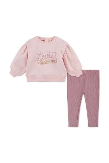 Sada pre bábätká Levi's BLOUSON SLEEVE CREW & PANT ružová farba, 1EN470