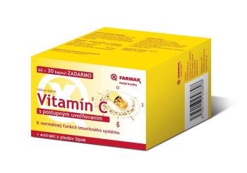 FARMAX Vitamín C s pozvoľným uvoľňovaním 500 mg + extrakt z plodov šípok 90 kapsúl