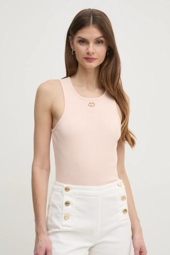 Bavlnený top Twinset ružová farba, 251TP2550