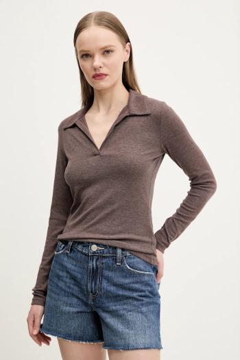 Tričko s dlhým rukávom Abercrombie & Fitch hnedá farba, KI139-5208