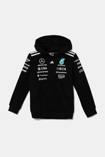 Detská mikina adidas Performance MER čierna farba, s kapucňou, vzorovaná, JX0683