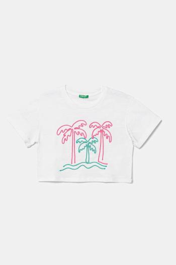 Detské bavlnené tričko United Colors of Benetton biela farba, 3SDLC10OX