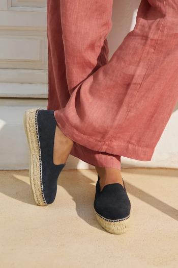 Semišové espadrilky Manebi Hamptons Double Sole Espadrilles dámske, čierna farba, na platforme, K 1.5 D0