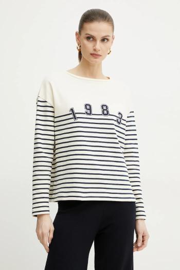 Bavlnená mikina Weekend Max Mara dámske, béžová farba, vzorovaná, 2515941041600
