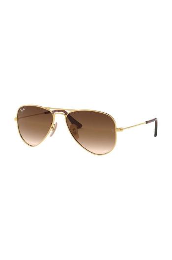 Dětské sluneční brýle Ray-Ban Junior Aviator hnědá barva, 0RJ9506S