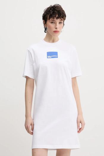 Bavlnené šaty Karl Lagerfeld Jeans biela farba, mini, rovný strih, A2W13028