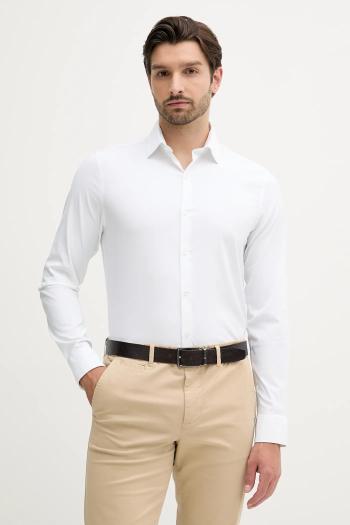 Košeľa Calvin Klein biela farba, slim, s klasickým golierom, LV019EU025