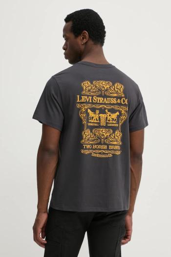 Bavlnené tričko Levi's SS RELAXED FIT TEE pánske, šedá farba, s potlačou, 16143