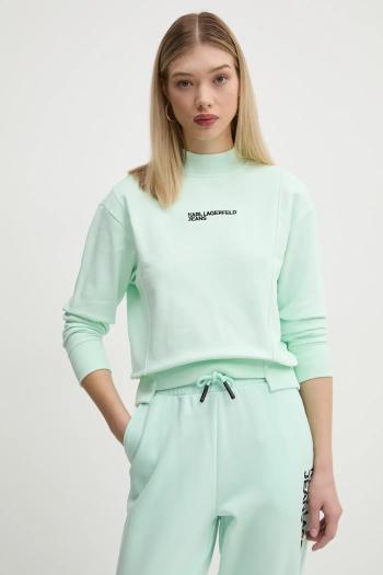 Bavlnená mikina Karl Lagerfeld Jeans dámska, zelená farba, jednofarebná, A1W20018