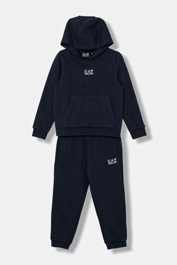 Detská bavlnená tepláková súprava EA7 Emporio Armani tmavomodrá farba, 7B000164 AF10368