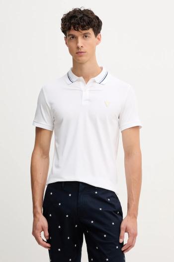 Polo tričko Guess NOLAN pánske, biela farba, jednofarebné, M5YP66 J1314