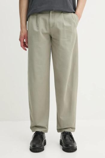 Bavlnené nohavice A.P.C. pantalon willow zelená farba, rovný strih, COGBJ.F08486
