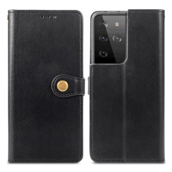 LEATHER BUCKLE Peňaženkový obal Samsung Galaxy S21 Ultra 5G čierny