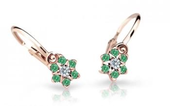 Cutie Jewellery Pôvabné detské náušnice z ružového zlata C2152-10-X-4 zelená