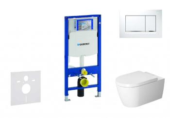 GEBERIT - Duofix Modul na závesné WC s tlačidlom Sigma30, biela/lesklý chróm + Duravit ME by Starck - WC a doska, Rimless, SoftClose 111.300.00.5 NM5