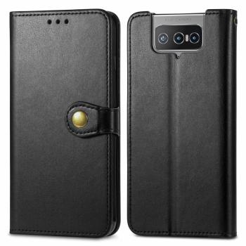 LEATHER BUCKLE Peňaženkový obal Asus Zenfone 8 Flip (ZS672KS) čierny