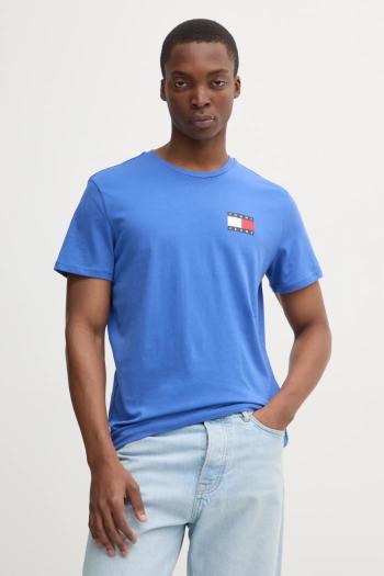 Bavlnené tričko Tommy Jeans pánske, fialová farba, s potlačou, DM0DM20740