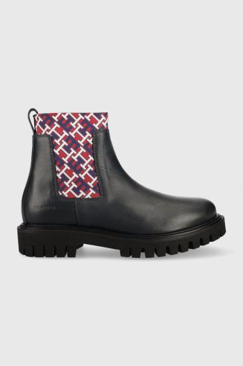 Kožené topánky chelsea Tommy Hilfiger pánske, tmavomodrá farba