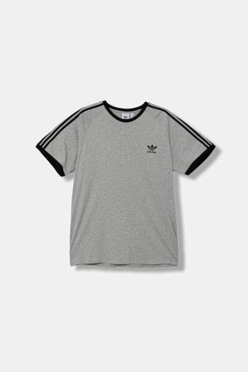 Bavlnené tričko adidas Originals 3-Stripes pánske, šedá farba, melanžové, JY1369