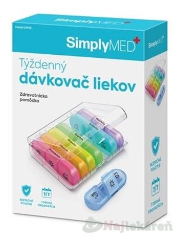 SimplyMED Týždenný dávkovač liekov otvárací, model 21010, 1 kus