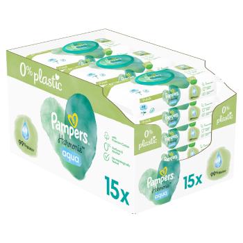 PAMPERS Harmonie Aqua Plastic Free Vlhčené obrúsky 15 x 48 ks