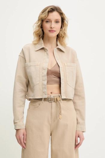 Rifľová bunda Answear.LAB béžová farba, prechodná, oversize
