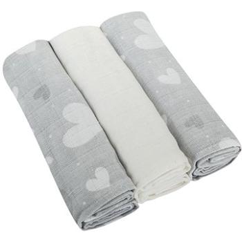 Bomimi Plienky bavlna Premium 80 × 70 Srdiečko-sivá 3 ks (8595673203480)