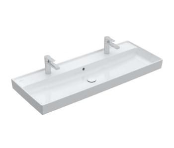 VILLEROY & BOCH - Collaro Dvojumývadlo nábytkové, 120x47 cm, s prepadom, 2 otvory na batériu, alpská biela 4A33C401