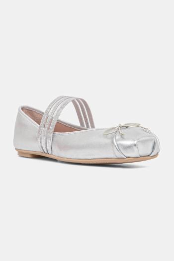 Kožené balerínky Pretty Ballerinas Kristen strieborná farba, 52198_A