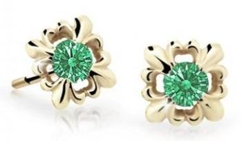 Cutie Jewellery Roztomilé detské náušnice zo žltého zlata C2212-30-X-1 zelená