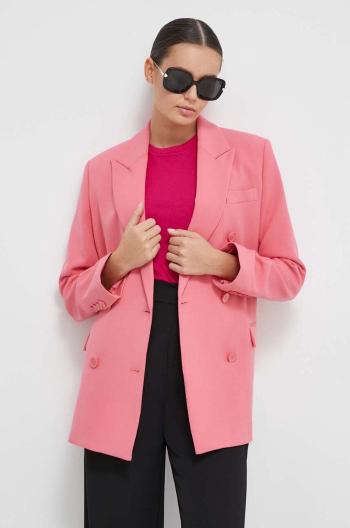 Sako United Colors of Benetton ružová farba, dvojradové, jednofarebné