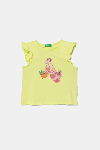 Detské bavlnené tričko United Colors of Benetton zelená farba, 3I1XG10JK