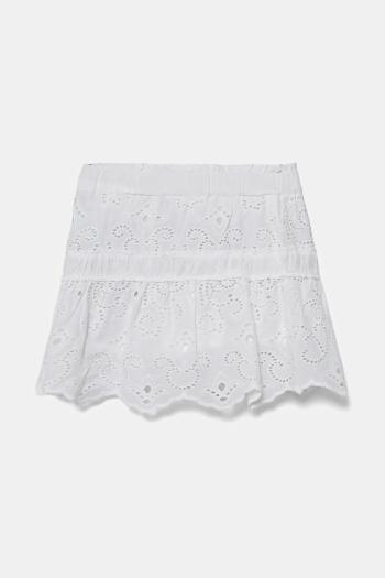 Dievčenská bavlnená sukňa Guess biela farba, mini, áčkový strih, J5GD35 WH7D0