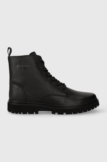 Členkové topánky Calvin Klein Jeans EVA MID LACEUP BOOT LTH pánske, čierna farba, YM0YM00751