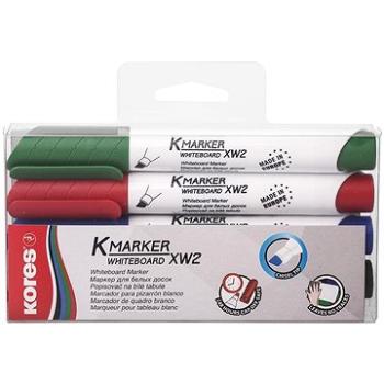 KORES K-MARKER na biele tabule a flipcharty, skosený – sada 4 farieb (20845)