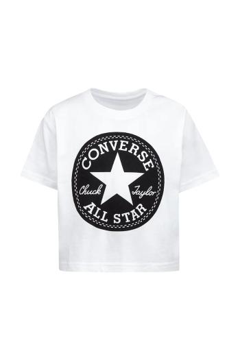 Detské bavlnené tričko Converse biela farba, 369787