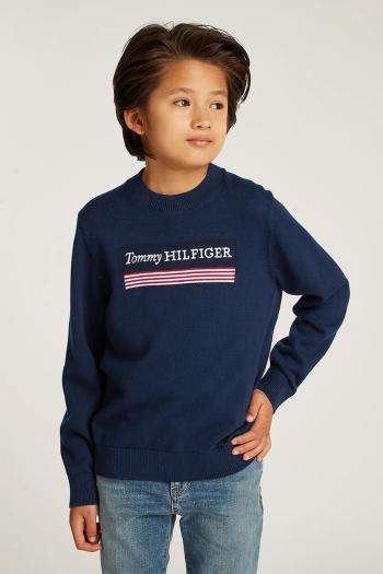 Detský bavlnený sveter Tommy Hilfiger tmavomodrá farba, KB0KB09344