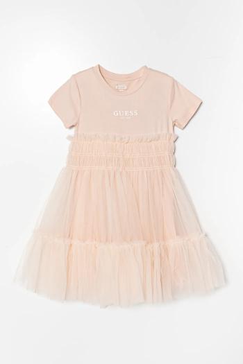 Dievčenské šaty Guess oranžová farba, mini, áčkový strih, K5RK14 K6YW0
