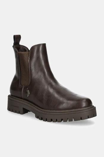 Topánky chelsea U.S. Polo Assn. KARMA dámske, hnedá farba, na platforme, KARMA013W/DY1