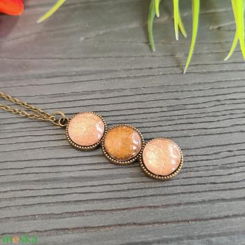 Sötét bronz - metál arany - bronz pötty nyaklánc