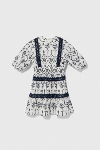 Dievčenské bavlnené šaty Guess biela farba, mini, áčkový strih