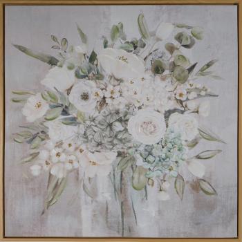 ArtFir Obraz FLOWERS 612 | béžová/biela 60 x 60 cm