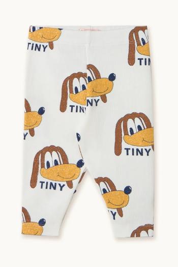 Bavlnené legíny pre bábätká Tinycottons DOGS RIB BABY PANT biela farba, vzorované, AW25-244