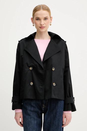 Bavlnená bunda Sisley čierna farba, prechodná, oversize, 227YLN05Q