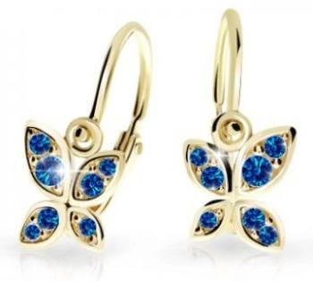 Cutie Jewellery Detské náušnice zo žltého zlata Motýliky C2259-10-X-1 modrá