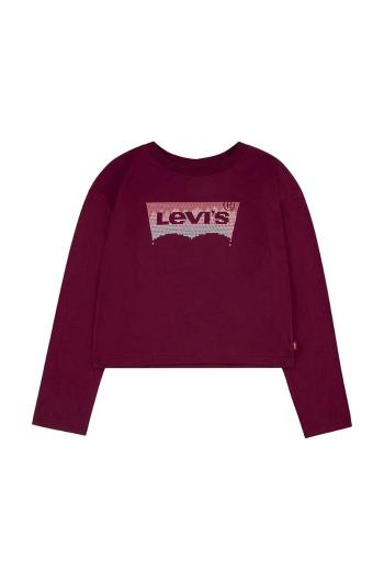 Detská bavlnená košeľa s dlhým rukávom Levi's červená farba