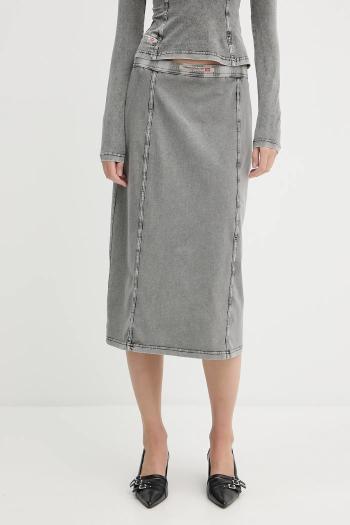 Sukňa Diesel O-ALLEGRA SKIRT šedá farba, midi, rovný strih, A16596.0NJBJ