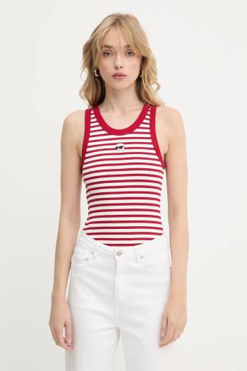 Bavlnený top Karl Lagerfeld červená farba, A3W17079
