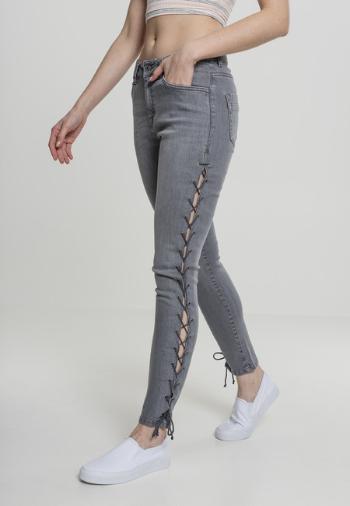 Urban Classics Ladies Denim Lace Up Skinny Pants grey - 28